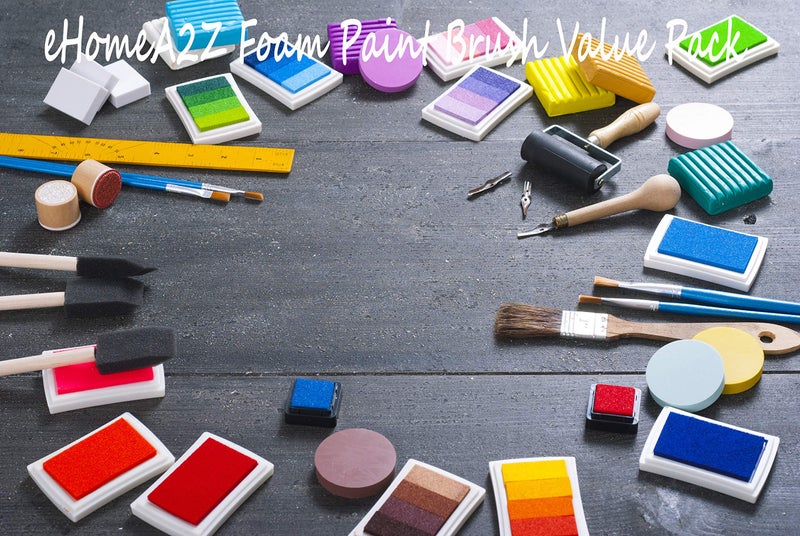 EHOMEA2Z Foam Paint Brushes Set - Versatile Sponge Brush Kit With Sturdy Wooden Handles - Ideal for Painting, Retouching and Crafts, Assorted Sizes (10) - Image 1